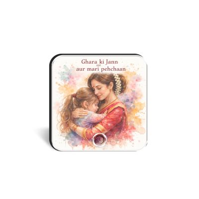 Ghar Ki Jaan Maa Personalized Musical Fridge Magnet Rechargeable Photo & Song Magnet Gift for Mom